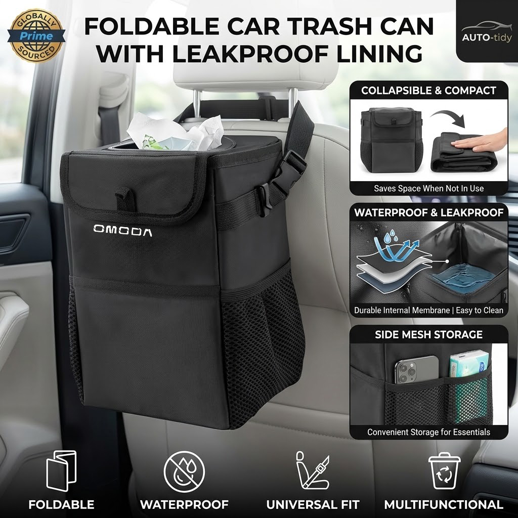 Waterproof Car Trash Can With Lid - Poubelle de voiture pliable, portable, étanche