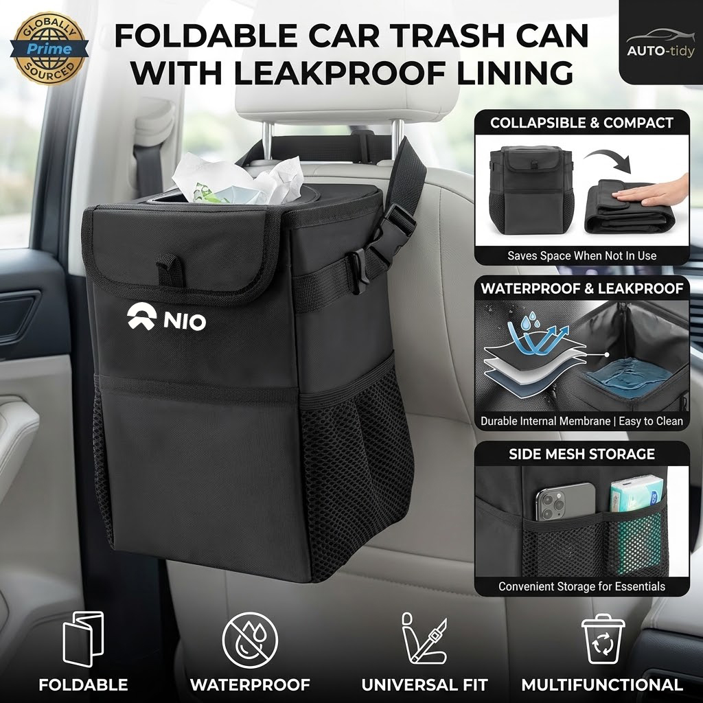 Poubelle de voiture pliable, p - Waterproof Car Trash Can With Lid avis et prix